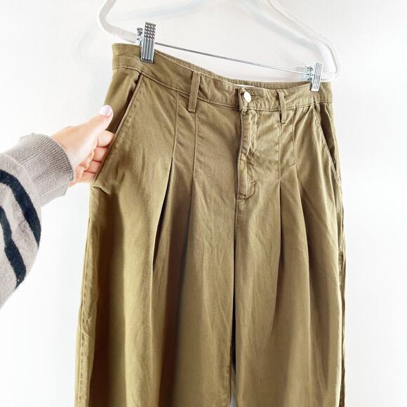 L'Agence Jayce High Rise Pleated Chino Wide Leg Pants Green 29 / 8 - Picture 10 of 11